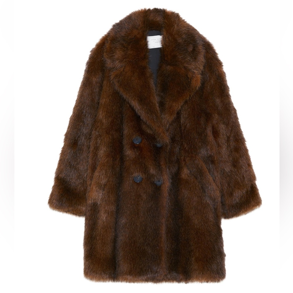 ❗️last call❗️ZARA - Brown Faux Fur Coat